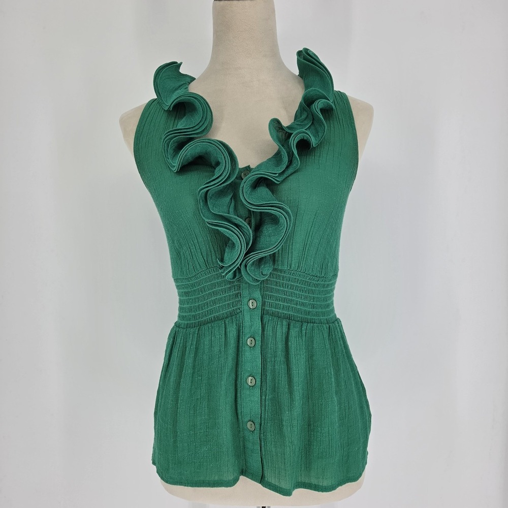 BCX Womens Sleeveless Ruffle Top Small Coquette Fairy Feminine Party Casual Chic